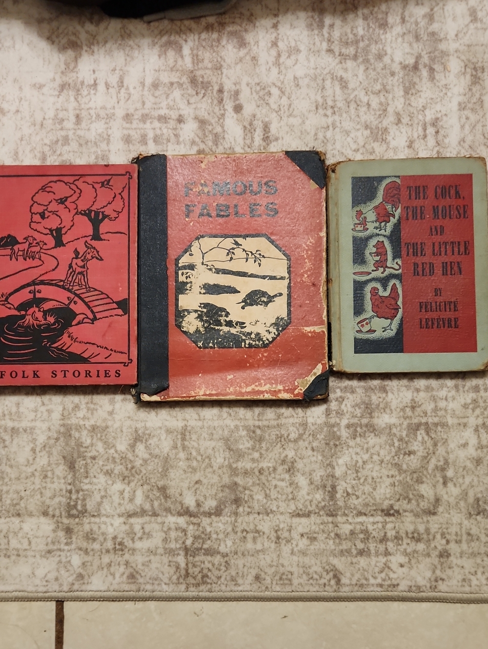 Set of Three Vintage Red and Black Children's Fable Books